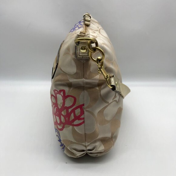 Coach Beige Jacquard Daisy Poppy Hobo Crossbody Bag F20781 - Picture 4 of 12